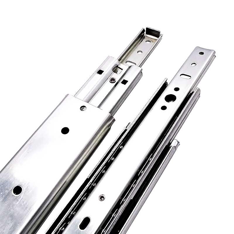 53寬阻尼緩沖軌道滑道抽屜服務器托架導軌櫥柜靜音重型三節滑軌