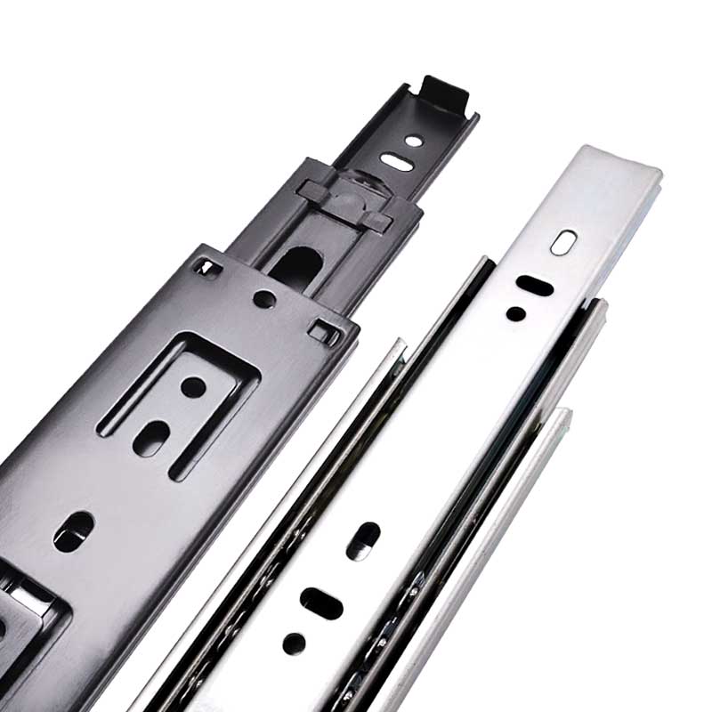 45寬阻尼緩沖軌道滑道抽屜電腦桌鍵盤托架櫥柜導軌靜音中型三節滑軌