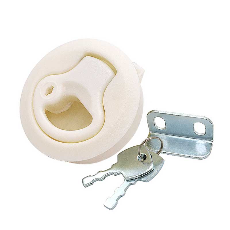 SK1-070T塑膠白色圓頭鎖圓形嵌入式隱形拉環式暗拉手鎖
